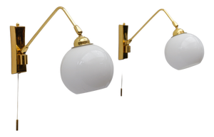 Mid-Century Modern Wall Lamps in Brass and Milk Glass, 1960s, Set of 2
