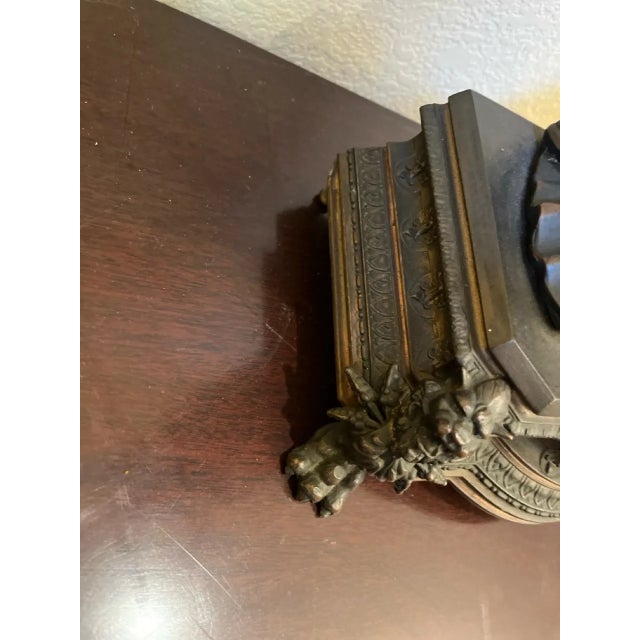 Mid 20th Century Large Neoclassical Allegorical Figure With Tragedy Mask, Bronze-Finished Spelter Sculpture For Sale - Image 14 of 18