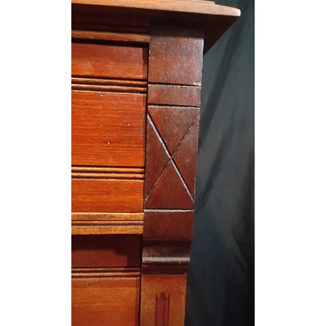 Wood Antique Eastlake Chest of Drawers With Carved Details For Sale - Image 7 of 7