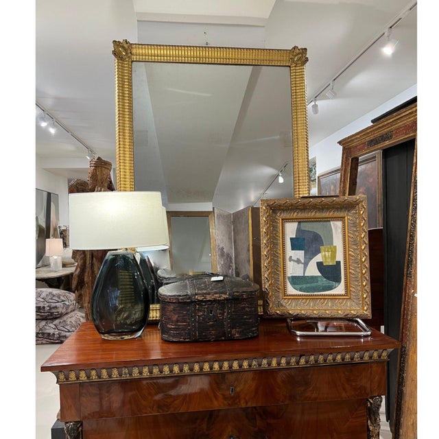19th Century 19th Century French Empire Large Ripple Mirror With Medallion Corners For Sale - Image 5 of 5