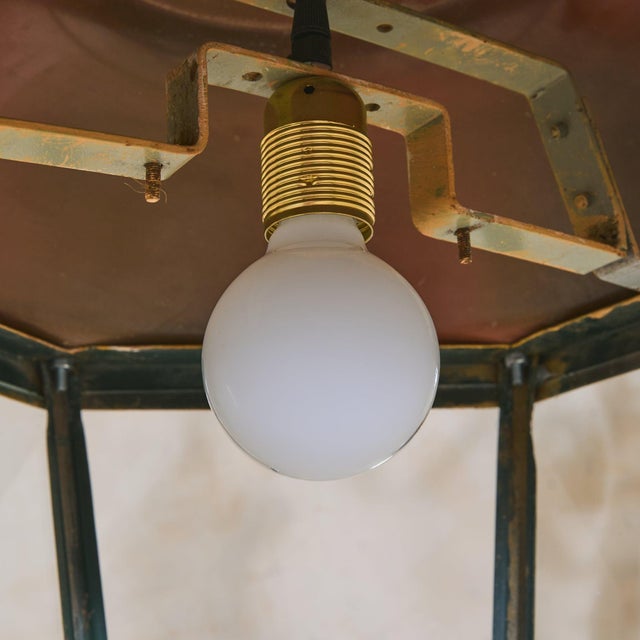 Metal French Aged Metal Lantern Sconce, 1950s - 2 Available For Sale - Image 7 of 12