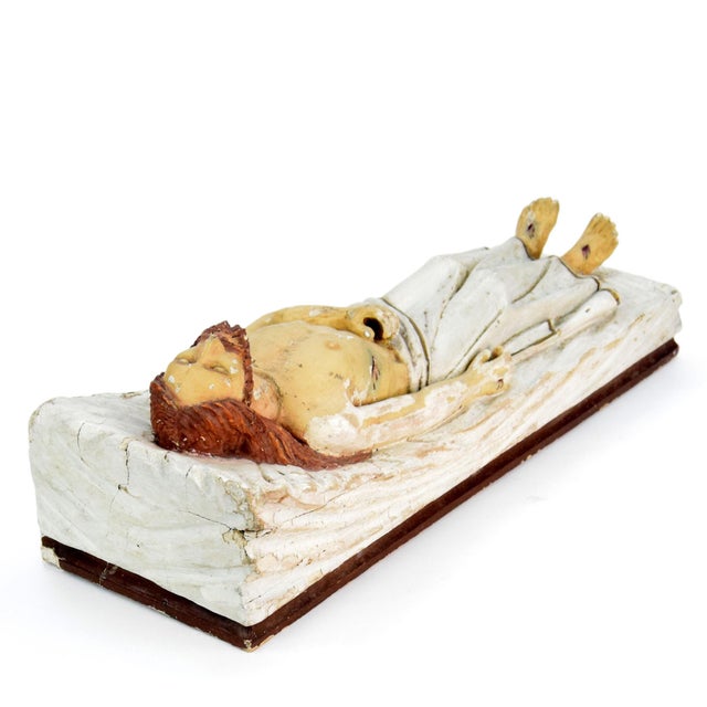 Carved Statue of Jesus Christ with Original Polychromy, 1900s, Wood For Sale - Image 10 of 11