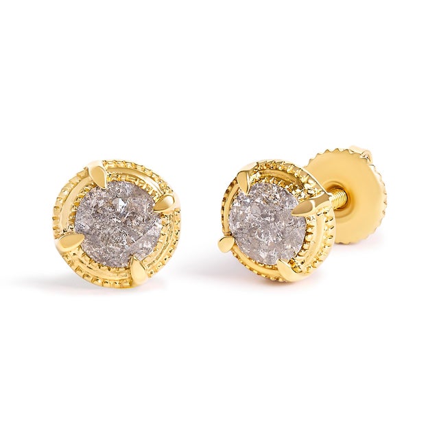 Elegant and timeless, these gorgeous tarnish resistant 14 Karat yellow gold plated 92.5% sterling silver stud earrings...