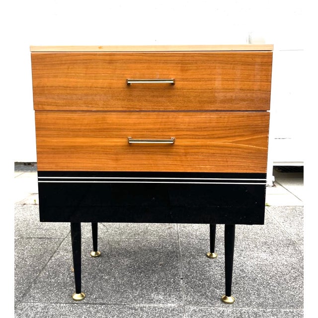 Black Vintage Art Deco Bedside Tables, 1960s, Set of 2 For Sale - Image 8 of 9