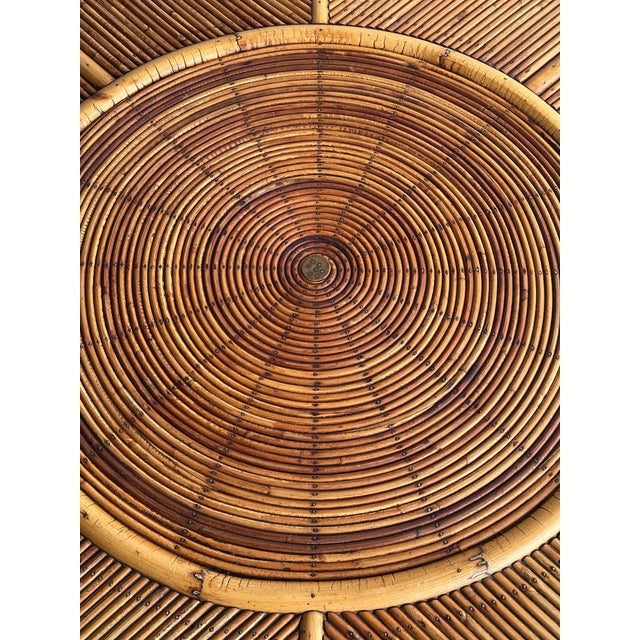 Coffee Sunburst Rattan Coffee Table, Attributed to Vivai Del Sud, Italy, 1970s For Sale - Image 8 of 15