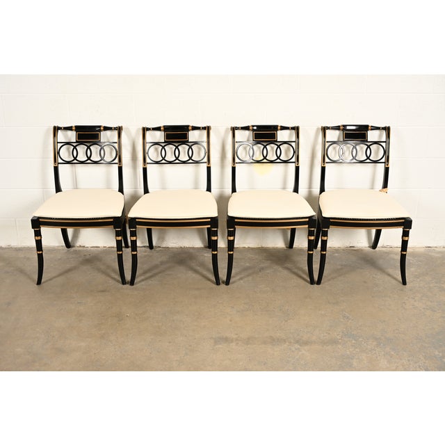 A gorgeous set of four Regency style side chairs or dining chairs By Baker Furniture, "Historic Charleston" Collection...