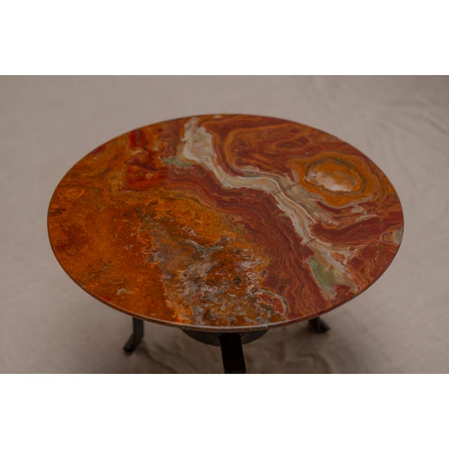 1970s Dutch Brutalist Side Table with Red Onyx Top, 1970s For Sale - Image 5 of 8