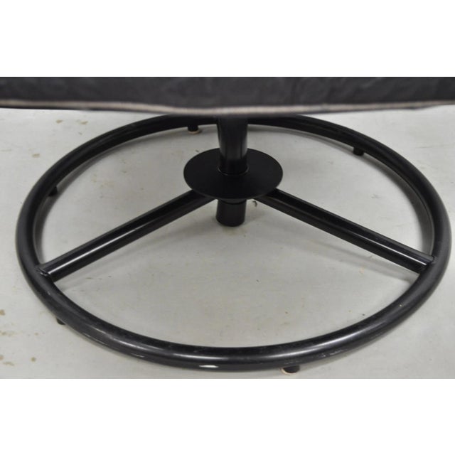 Vintage Black Leather Ekornes Stressless Style Swivel Recliner Lounge Chair For Sale - Image 12 of 17