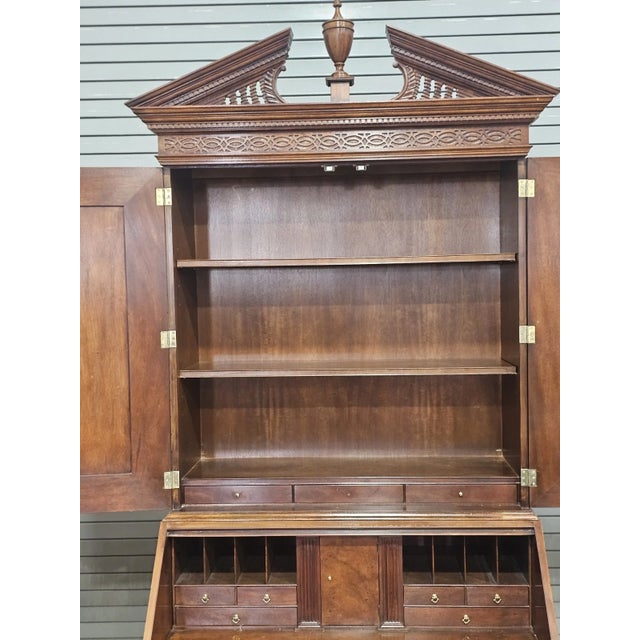Baker Furniture Company Late 20th Century Baker Historic Charleston Chippendale Mahogany Secretary Desk With Bookcase For Sale - Image 4 of 10