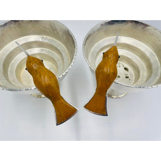 1980s Pair of Emilia Castillo Silver-Plated Vases With Jasper Hummingbirds, Mexican For Sale - Image 14 of 18