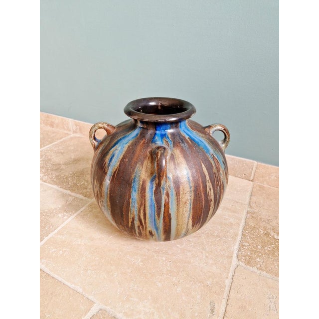 Ceramic Large Vase with Handles in Flamed Stoneware by Roger Guérin, 1920s For Sale - Image 7 of 16