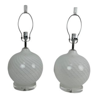 Vintage Mid Century Murano Glass Lamps - a Pair For Sale