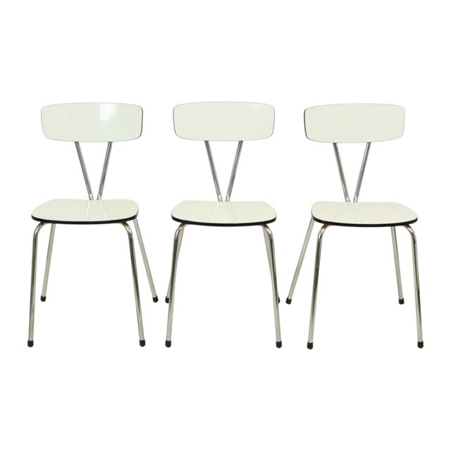 Grey Formica and Chrome Dining Chairs, 1960s, Set of 6 For Sale - Image 3 of 18