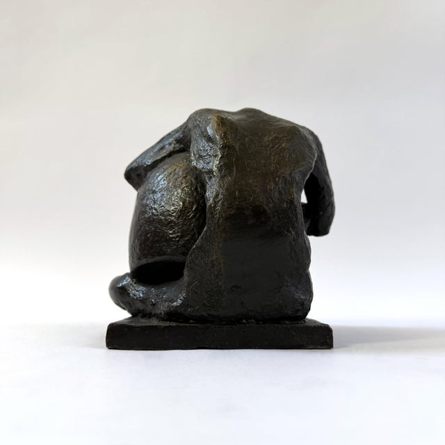 Modernist Bronze Seated Figure With Bowl – Abstract Figurative Sculpture For Sale In Dallas - Image 6 of 8