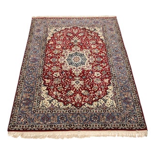 Middle Eastern Rug in Wool and Silk For Sale