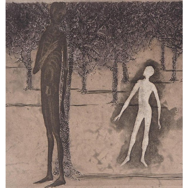 Late 20th Century Lars Bo, Nude, Surrealist Encounter, 1975, Etching For Sale - Image 5 of 6