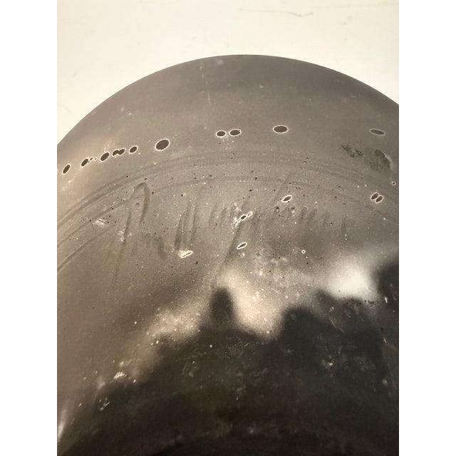 Black Vintage Studio Pottery Vessel, Signed For Sale - Image 8 of 9