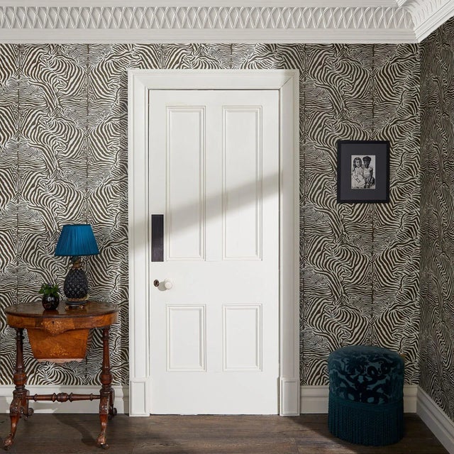 Adding to our menagerie of animal-print wallpapers, 'Equus' is inspired by vintage zebra hides. A fresh take on zebra...