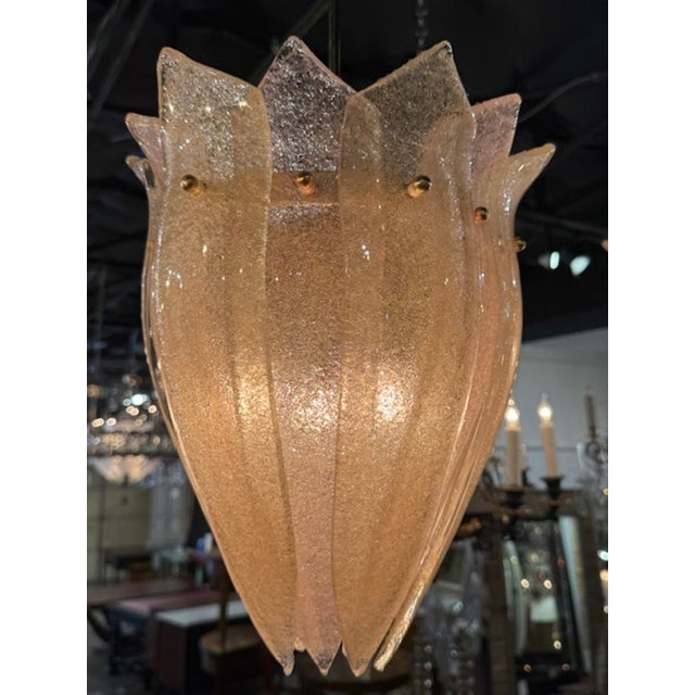 Early 21st Century Pair of Pink and Gold "Granola" Murano Glass Pendant Lights For Sale - Image 5 of 5