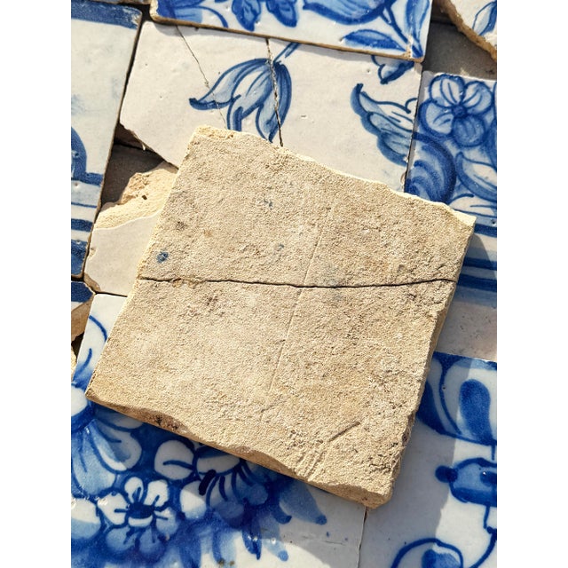 Antique 18th Century Portuguese Blue & White Flowerpiece on a Classical Stand Tile Mural For Sale - Image 16 of 16