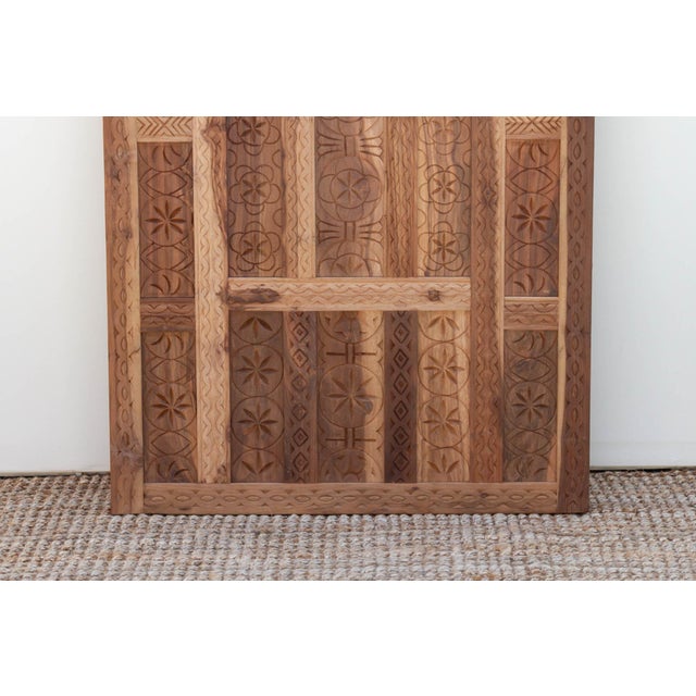 1990s Reclaimed Teak Folk Carving Spanish Colonial Door For Sale - Image 5 of 10