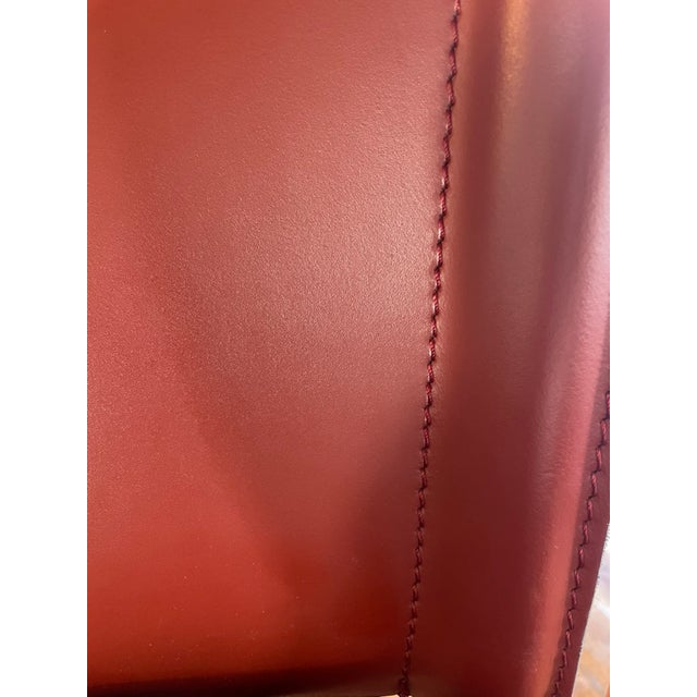 Burgundy Frag Italian Postmodern Red Leather Dining Chairs For Sale - Image 8 of 10