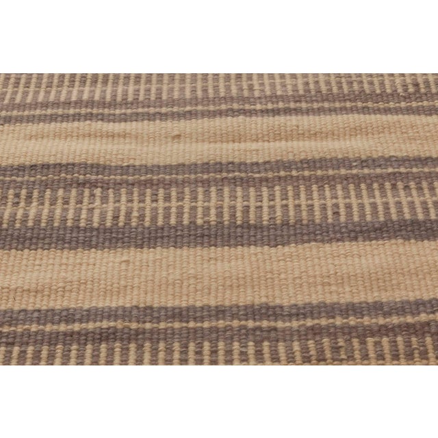 Modern Modern Striped Beige and Brown Handmade Wool Rug by Doris Leslie Blau For Sale - Image 3 of 7