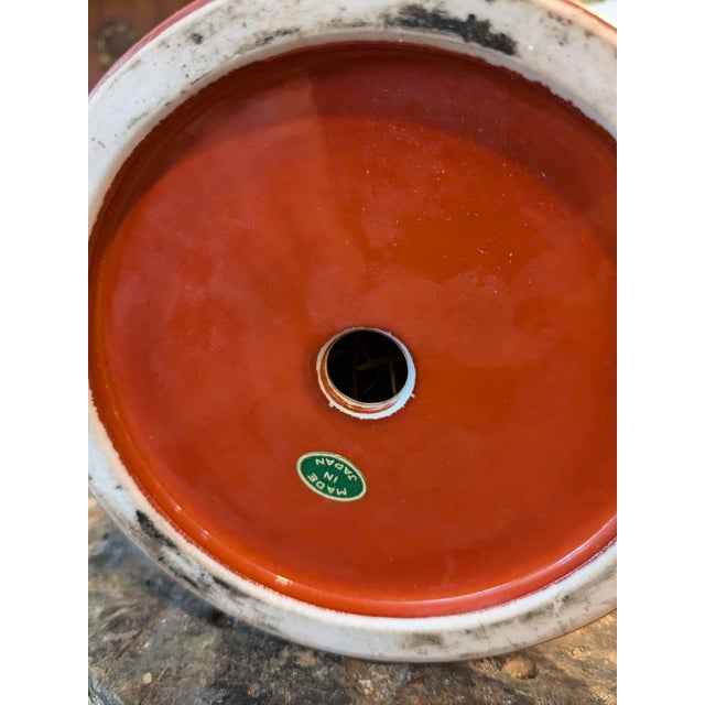 Vintage Japanese Cinnabar Porcelain Lamp For Sale - Image 4 of 4