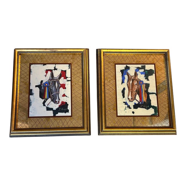 Two Contemporary Original Stephen Heigh Paintings “Noble Horse #1 & 2” - Set of Two For Sale