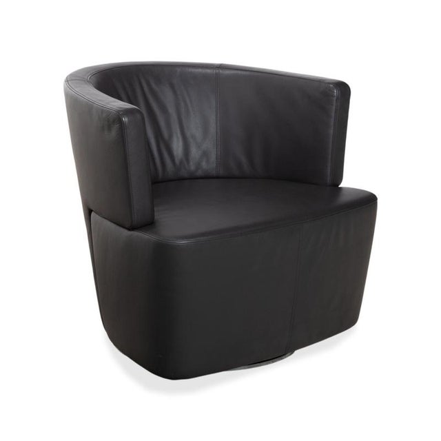 Ishino Swivel Lounge Chairs in Anthracite Leather from Walter Knoll / Wilhelm Knoll, Set of 3 For Sale - Image 4 of 15