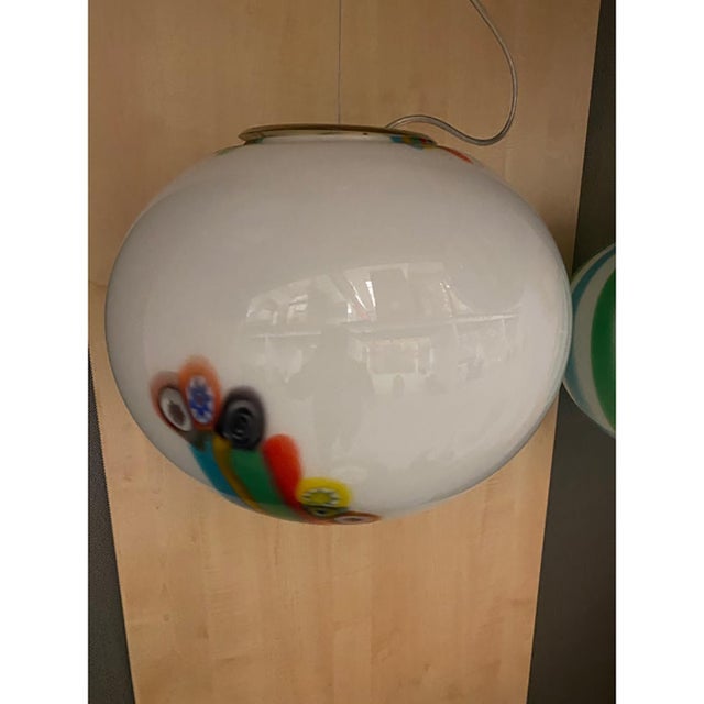 Contemporary Murano Style Clear with Murrise Multicolors Pendant by Simoeng For Sale - Image 3 of 6