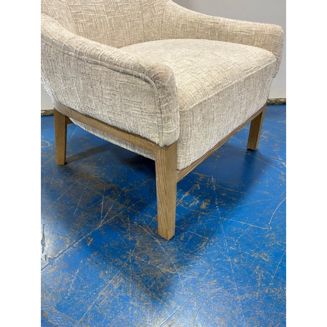 2020s Modern Wing Chair Nubby Cream Fabric. For Sale - Image 5 of 7