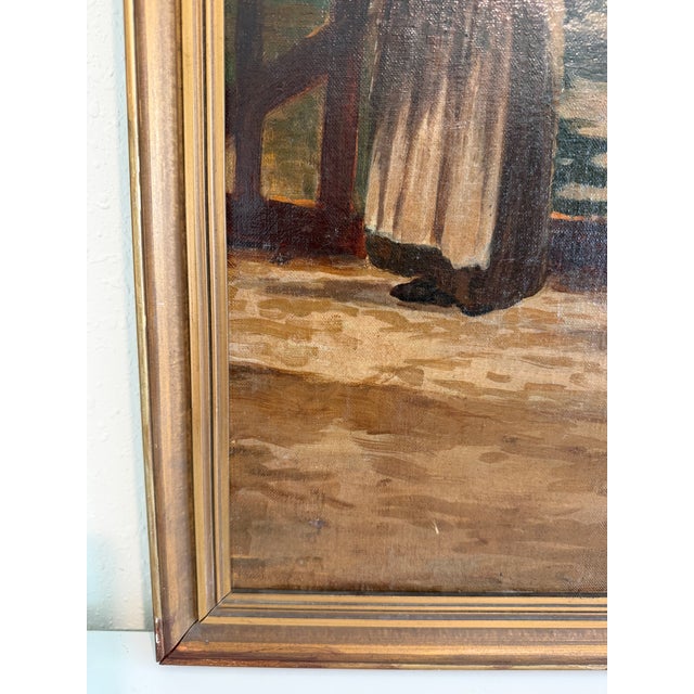 Antique 1913 Venetian/Italian School Canal Scene v. Campiniz Figures Landscape For Sale - Image 10 of 16