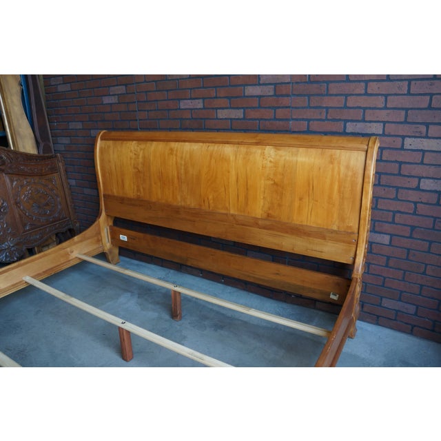 Wood Ethan Allen King Legacy Carved Sleigh Bed For Sale - Image 7 of 7