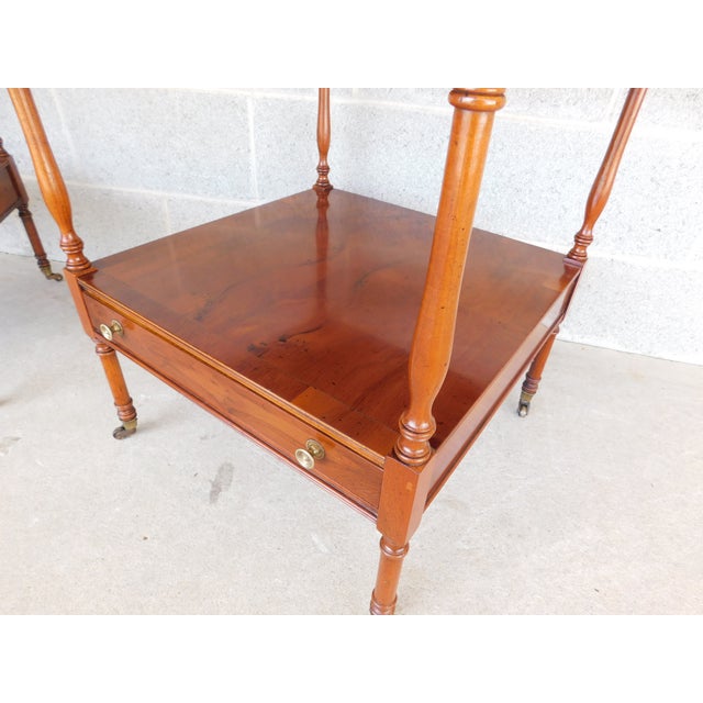 Late 20th Century Hekman Regency Style Olive Wood Mahogany End Tables - A Pair For Sale - Image 5 of 18