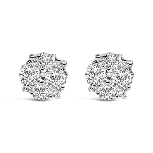 Elegant and timeless, these gorgeous 92.5% sterling silver cluster stud earrings feature 0.5 carat total weight of...