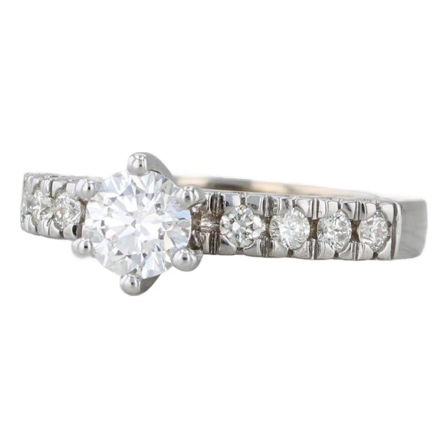 0.75ctw Round Diamond Engagement Ring 14k White Gold Size 5 Vs2 For Sale