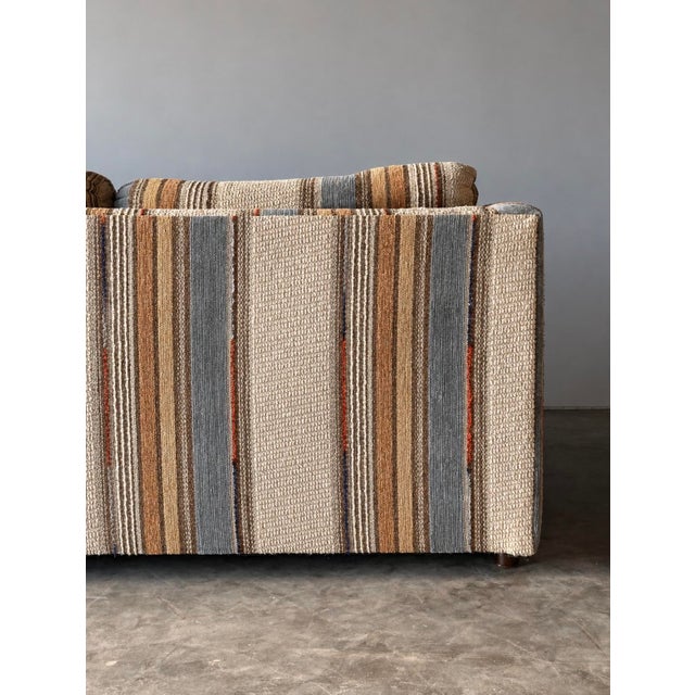 1970s Vintage Striped Woven Upholstery Three-Seat Sofa For Sale - Image 11 of 16