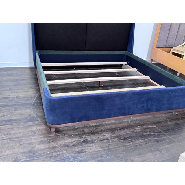 Eastern King Sapphire + Emerald Velvet Bed Frame, Custom For Sale - Image 4 of 12