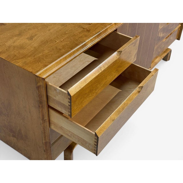 Edmond J Spence, Dresser, Burled Maple, Bentwood, Sweden, 1960s For Sale - Image 10 of 13