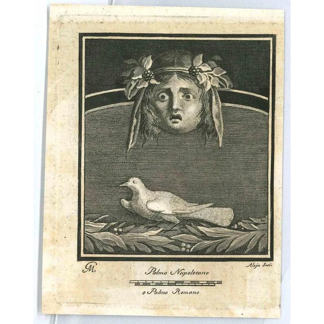 Ancient roman fresco, from the series "antiquities of herculaneum", is an original etching on paper realized from a design...