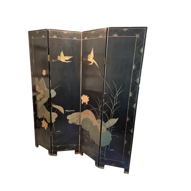 Mid-20th Century Chinese Export/Coromandel Screen With Embossed Details For Sale - Image 9 of 18