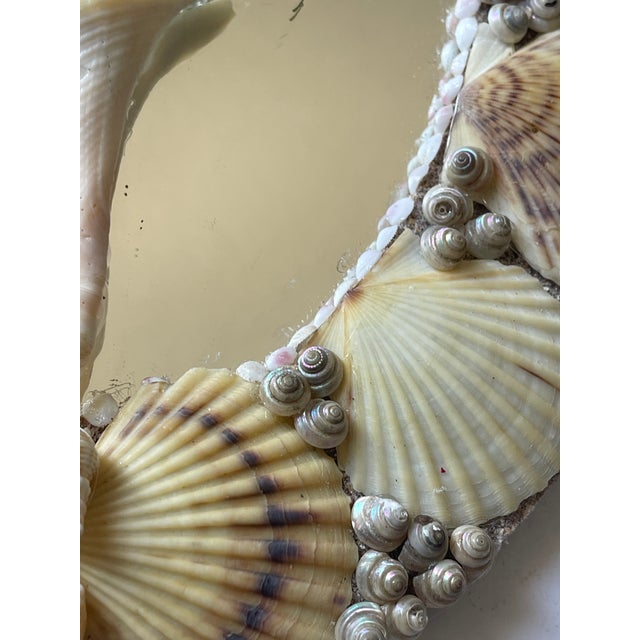 Mid 20 Th C Sea Shell Sailors Valentines Oval Mirror For Sale - Image 4 of 5