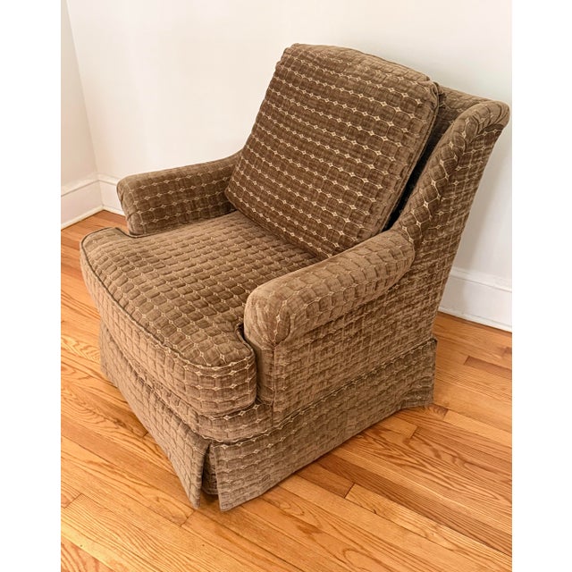 Contemporary Brown Chenille Custom Upholstered Club Chair For Sale - Image 11 of 11