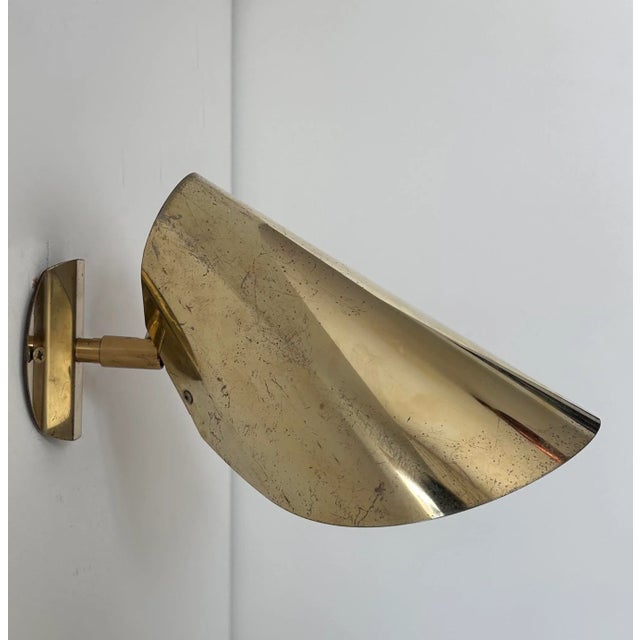 Gold Vintage Adjustable Wall Light in Brass, 1970s For Sale - Image 8 of 8