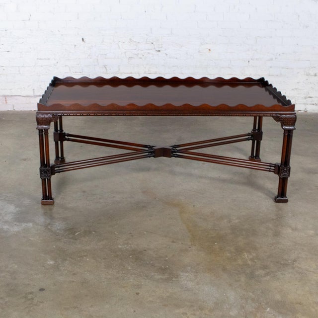Coffee Late 20th Century Chinese Chippendale Style Coffee Table Mahogany Large Rectangular by Baker For Sale - Image 8 of 18