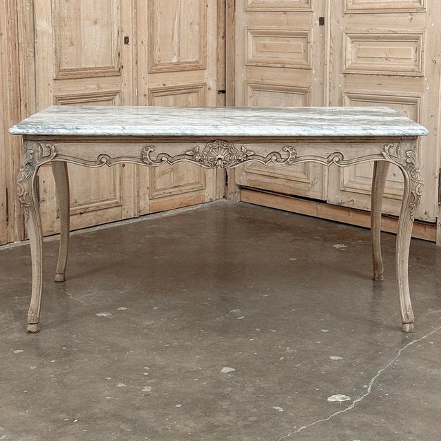 Antique 19th Century Louis XV Stripped Table With Marble Top For Sale - Image 4 of 18