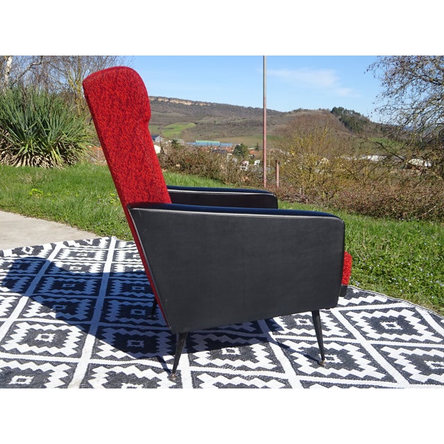 Black Vintage Red and Black Chairs with Compass Feet, 1970s, Set of 2 For Sale - Image 8 of 18