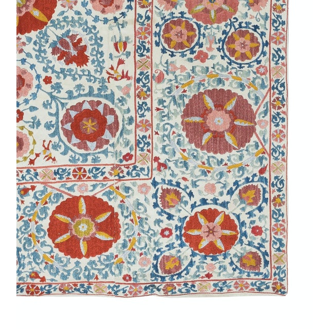 Red 4.4x4.8 Ft Embroidered Silk Wall Hanging. Traditional Table Cover. New Bedspread For Sale - Image 8 of 9