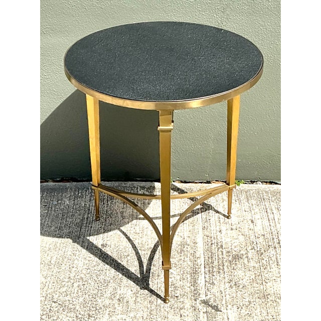 Brass Vintage Global Views Brass Finish French Side Table For Sale - Image 8 of 12